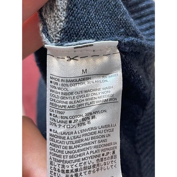 Banana Republic Red & Navy Stripe Cotton Wool Blend Sweater – Size M - Picture 4 of 4